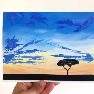 Lone Acacia tree at sunset