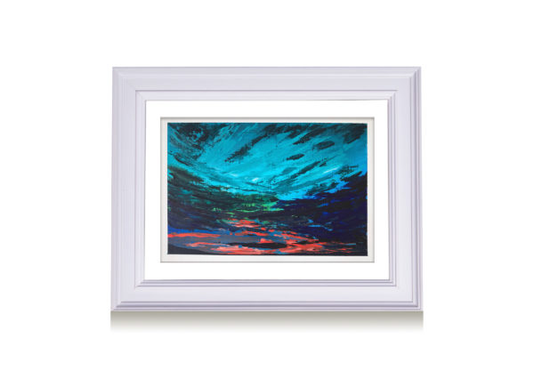 painting of the aurora of the northern lights framed