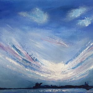 twilight sky acrylic painting on paper