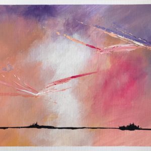 painting of pink and purple sky
