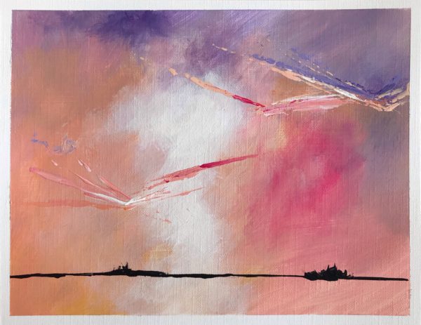 painting of pink and purple sky