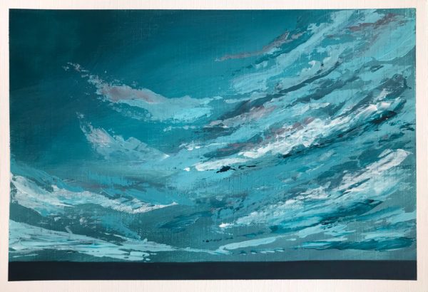 Turquoise acrylic painting on paper