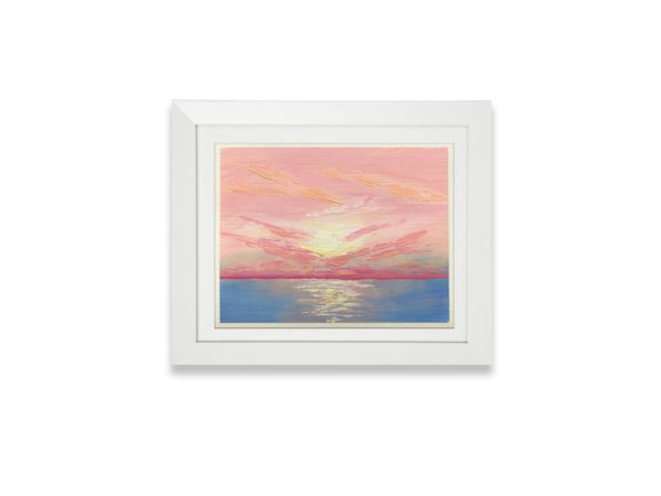 pink and blue acrylic painting of the sea and sky