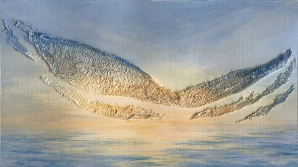 textured acrylic sunset painting on paper