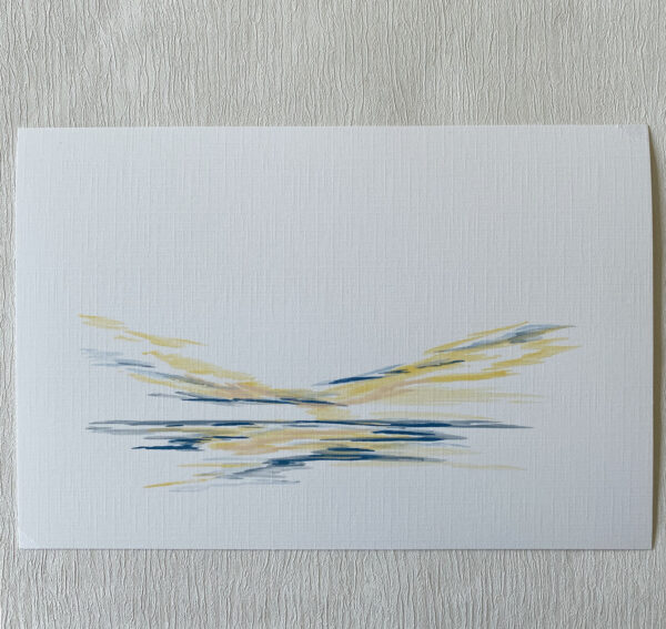 mini ink abstract yellow grey painting on paper